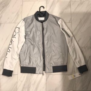 calvin klein reflective bomber jacket